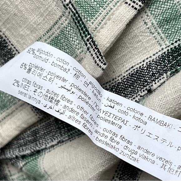 ZARA Green Cream Plaid Oversized Button Down Overshirt Shacket Womens Size Large - Picture 6 of 10